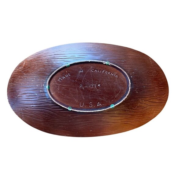 VTG California Pottery Rich Color Woodgrain Large Centerpiece R-133 18 x 10 x 3" - Picture 5 of 16